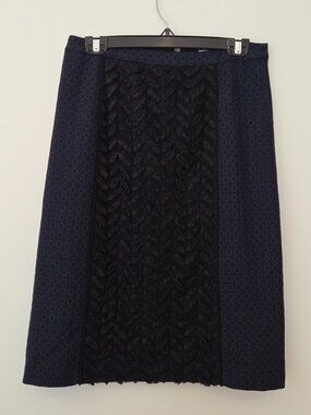 Tracy Reese Navy Black Embellished A Line Skirt Size 6 NWT